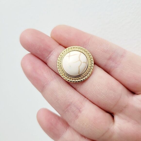 Brand New Saint Helens Gold With White Stone Earrings - Picture 2 of 5